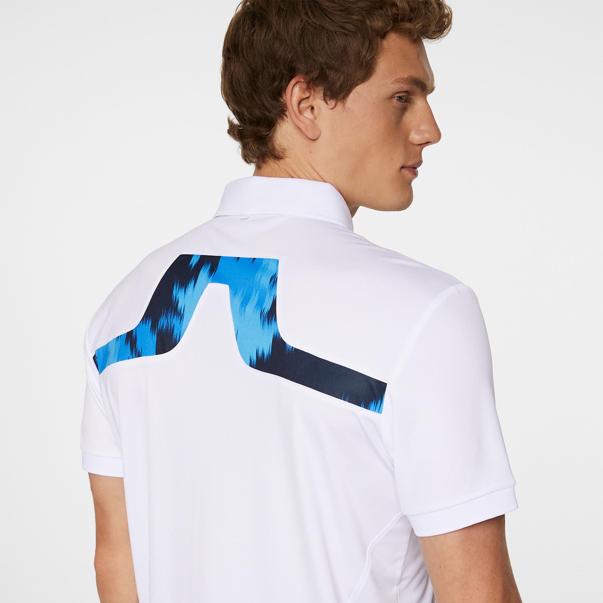 J Lindeberg KV Print Mens Golf Polo Shirt White